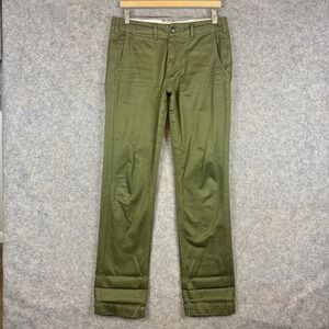 Burgus Plus Lot 401Z Pants Mens 30x32 Olive Green Modern Chino Trousers Japan